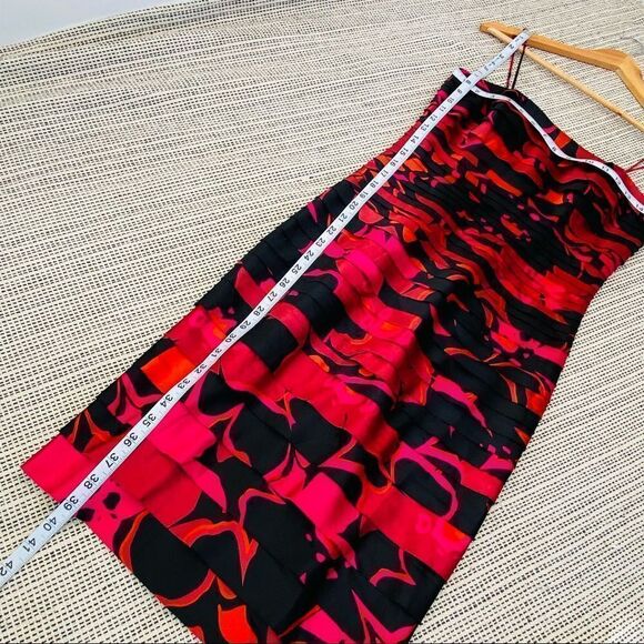 JS Collection red pink and black tiered dress spaghetti straps size 4 - Picture 5 of 7